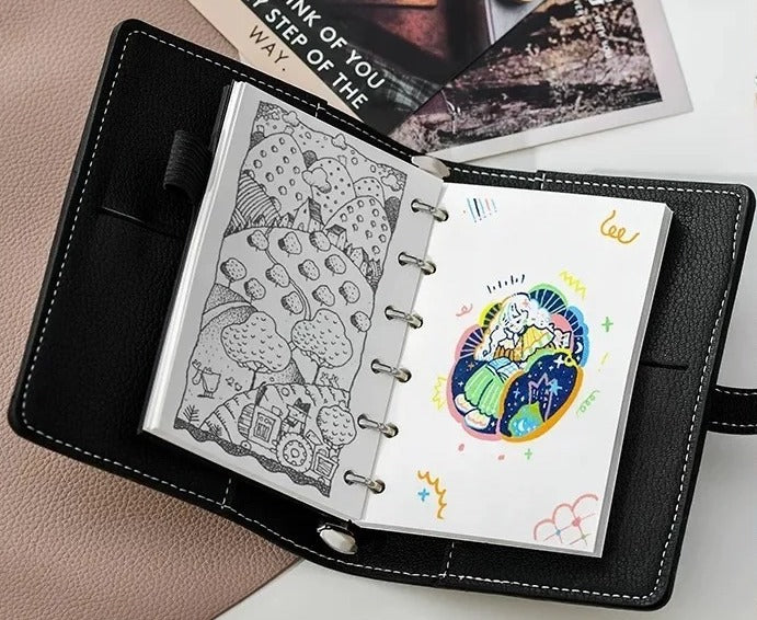 A7 PU Leather 6-Ring Planner & Cash Envelope Organiser