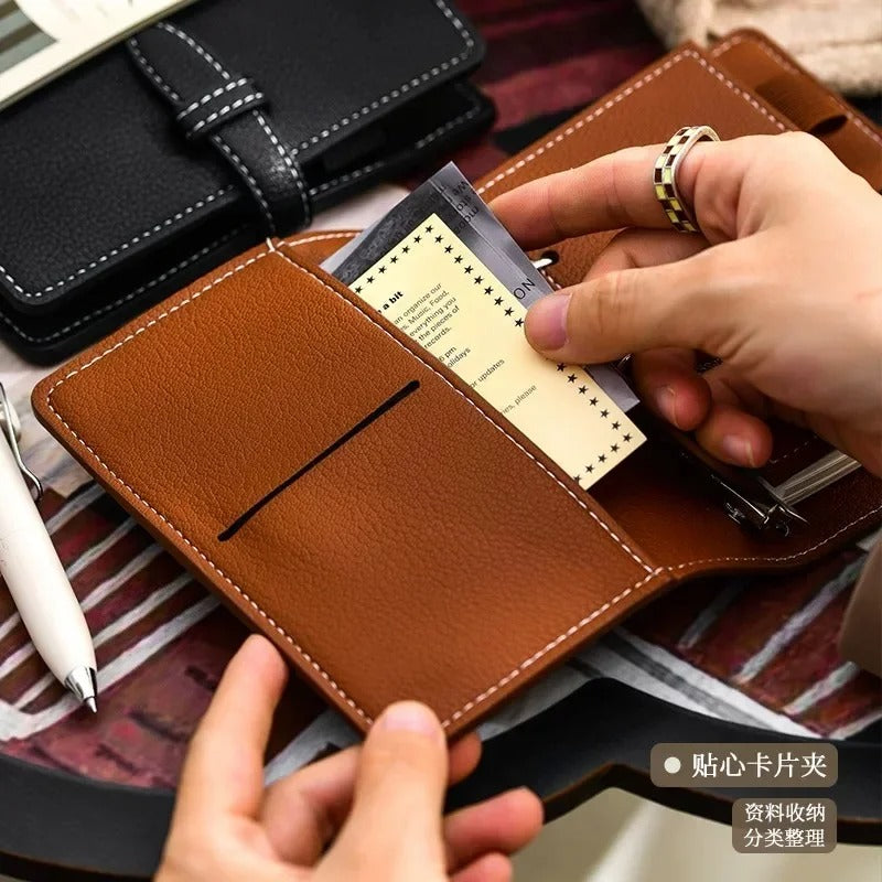 A7 PU Leather 6-Ring Planner & Cash Envelope Organiser