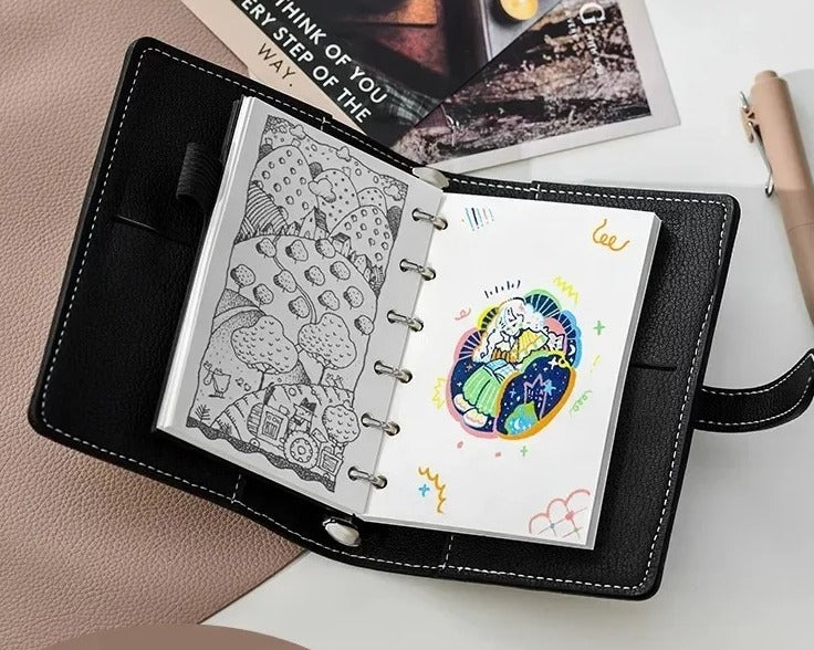 A7 PU Leather 6-Ring Planner & Cash Envelope Organiser
