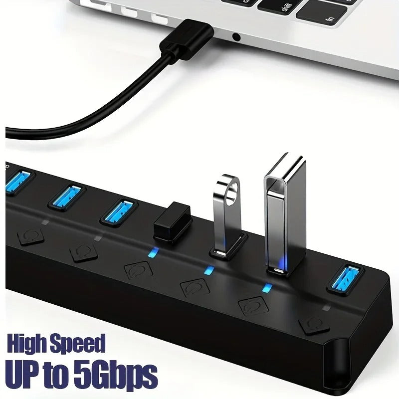 7-Port USB 3.0 Hub with LED Indicator & Independent Switch Control