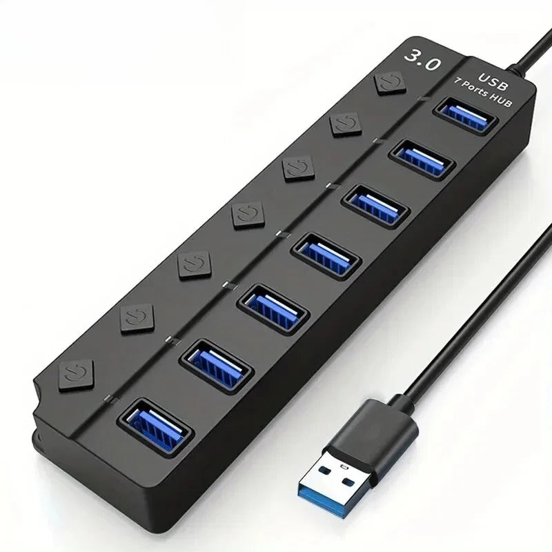 7-Port USB 3.0 Hub with LED Indicator & Independent Switch Control