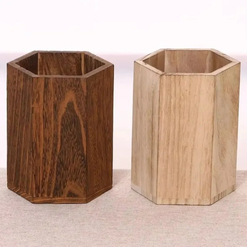 Wooden Desktop Pen Holder