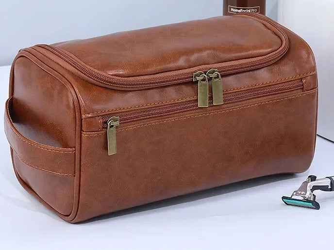 Heritage Leather Toiletry Bag – Luxury Travel Dopp Kit for Men & Women