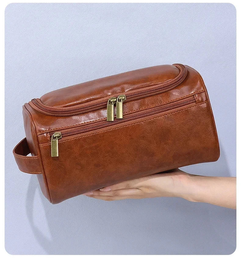 Heritage Leather Toiletry Bag – Luxury Travel Dopp Kit for Men & Women
