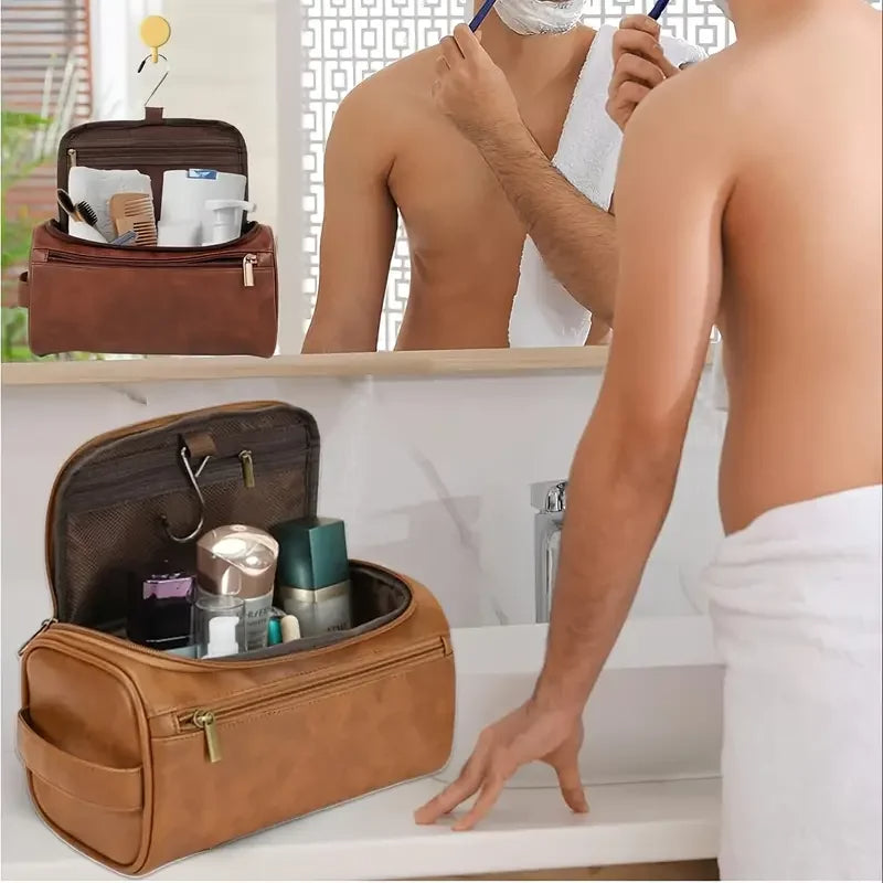 Heritage Leather Toiletry Bag – Luxury Travel Dopp Kit for Men & Women