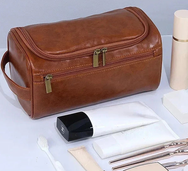 Heritage Leather Toiletry Bag – Luxury Travel Dopp Kit for Men & Women