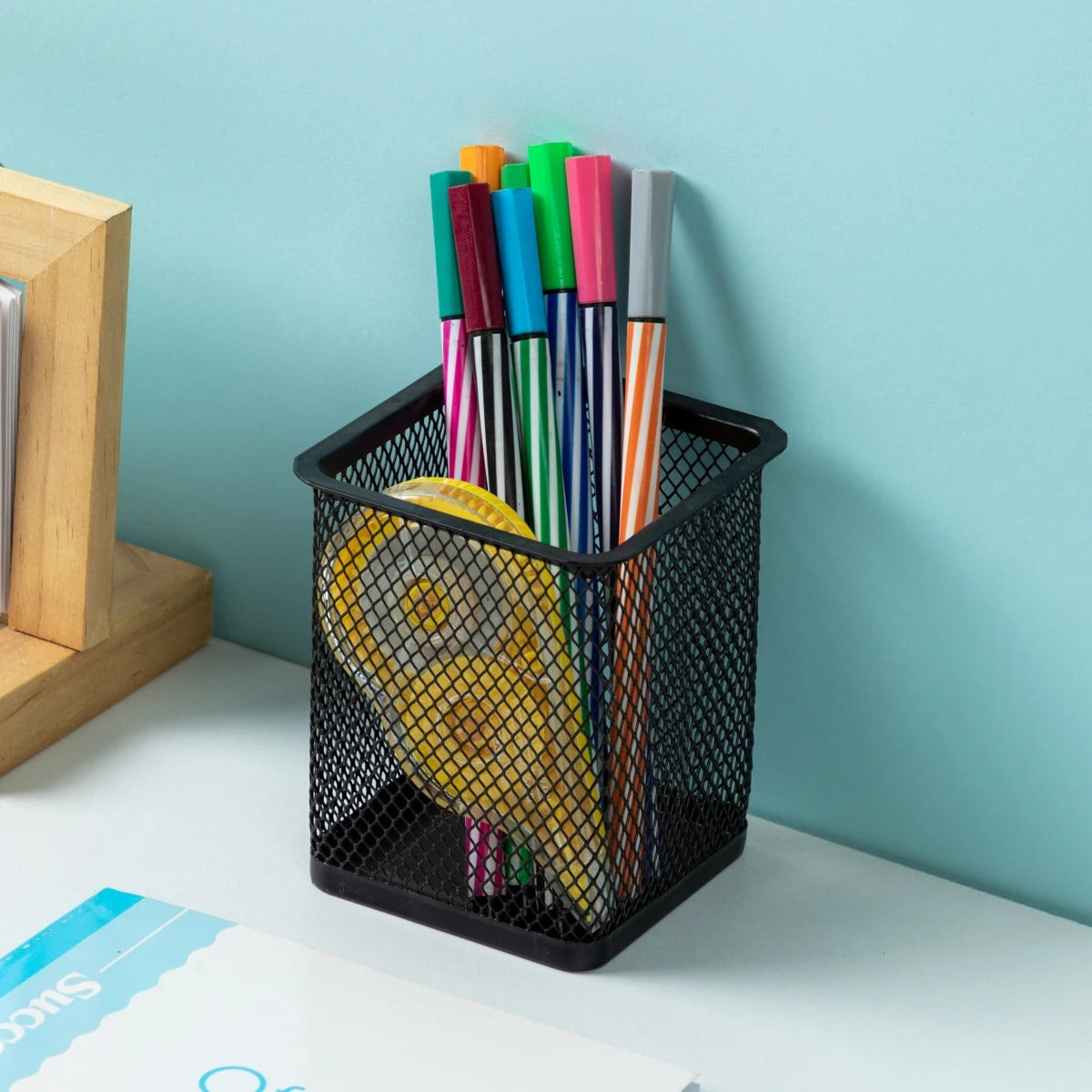 Metal Mesh Sleek Desk Organizer Cup