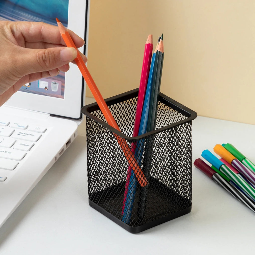 Metal Mesh Sleek Desk Organizer Cup