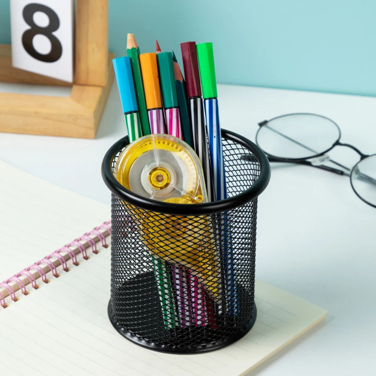 Metal Mesh Sleek Desk Organizer Cup