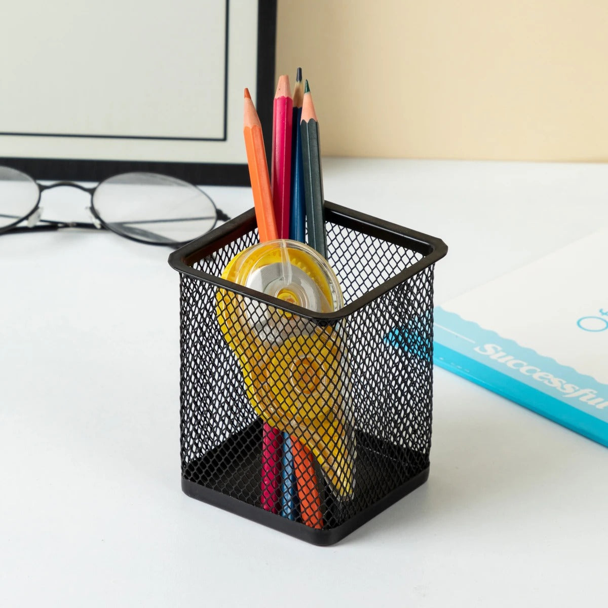 Metal Mesh Sleek Desk Organizer Cup