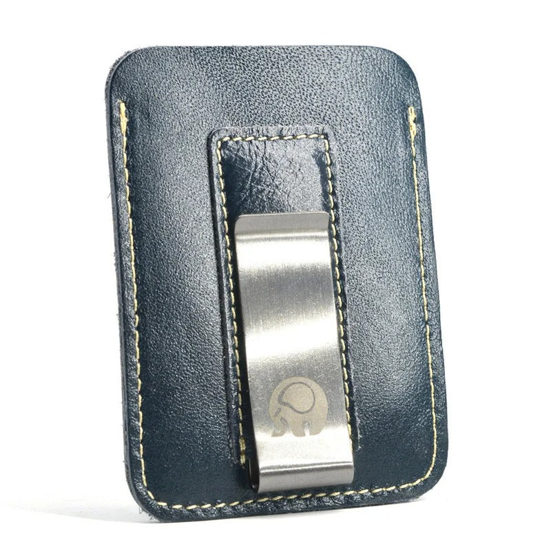 Minimalist Slim Genuine Leather Money Clip Wallet