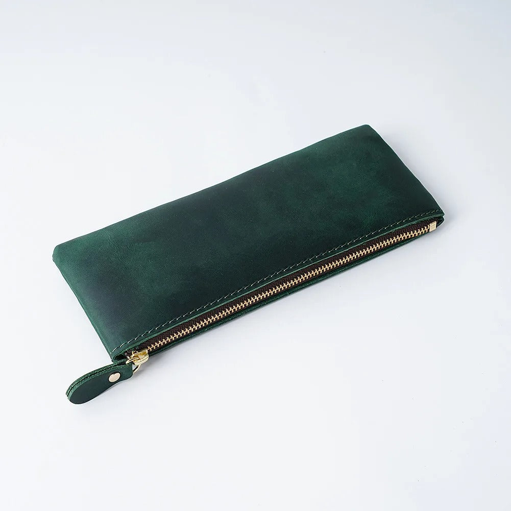 Genuine Leather Multi-Functional Zipper Pencil Case