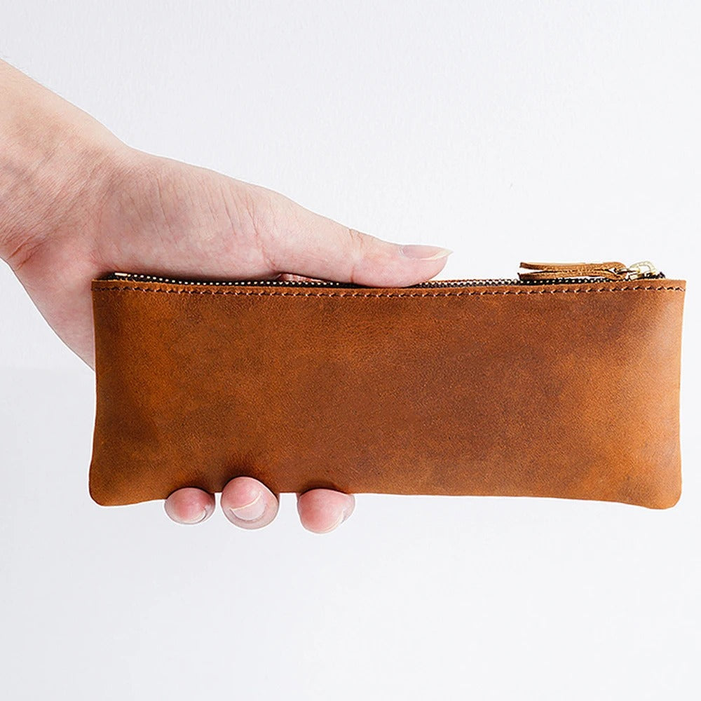 Genuine Leather Multi-Functional Zipper Pencil Case