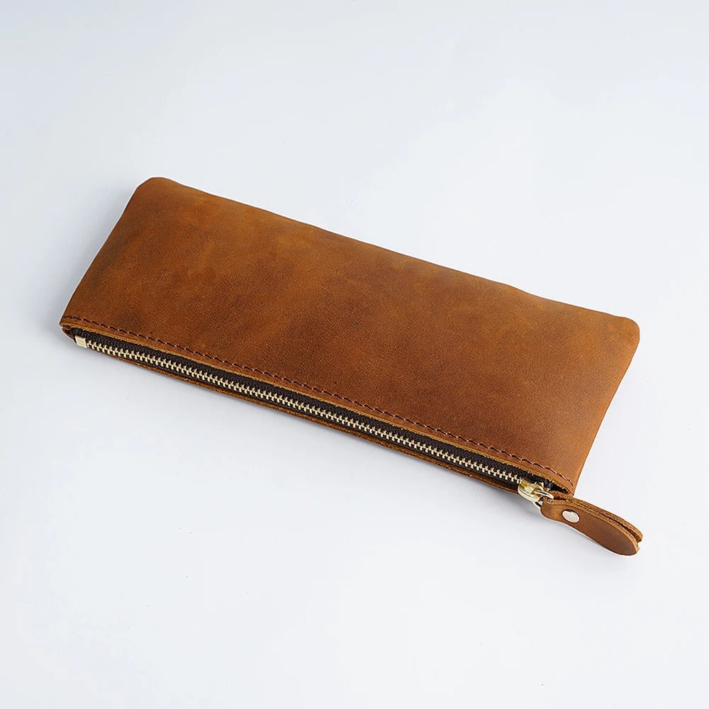 Genuine Leather Multi-Functional Zipper Pencil Case