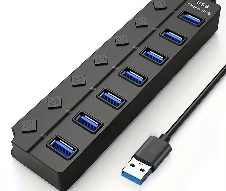 7-Port USB 3.0 Hub with LED Indicator & Independent Switch Control