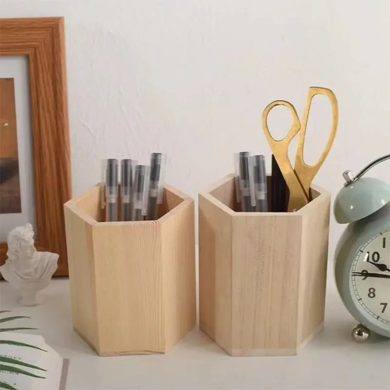 Wooden Desktop Pen Holder