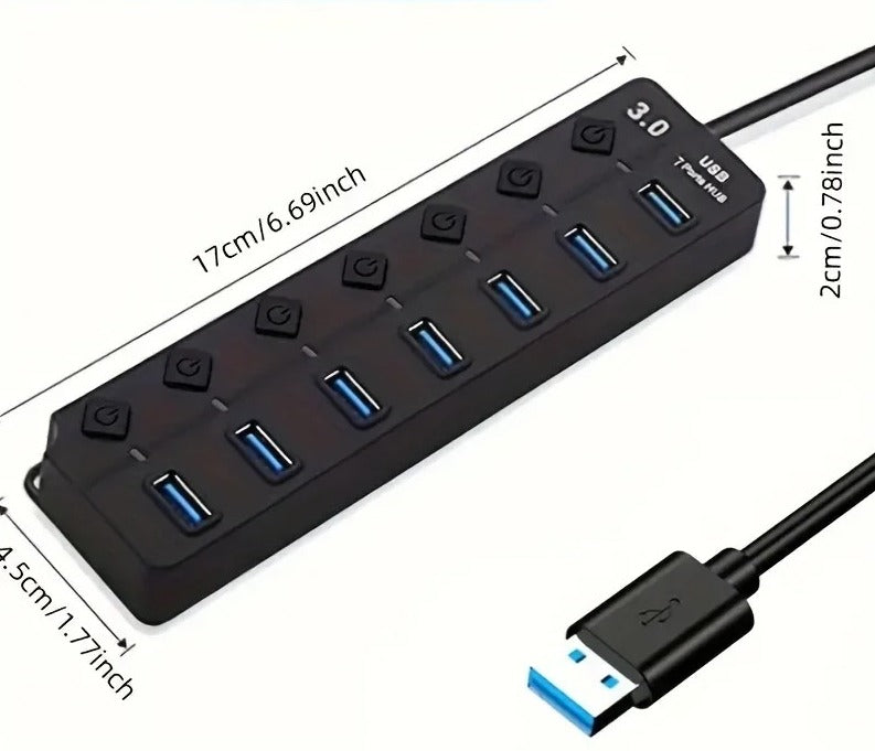 7-Port USB 3.0 Hub with LED Indicator & Independent Switch Control