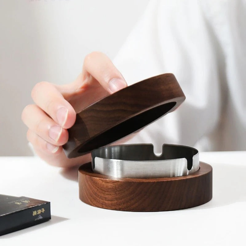 Walnut Wood Covered Ashtray