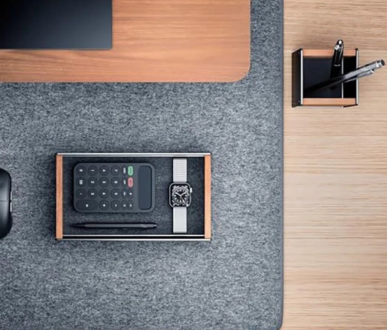 Walnut Wood Desktop Drawer & Pen Holder