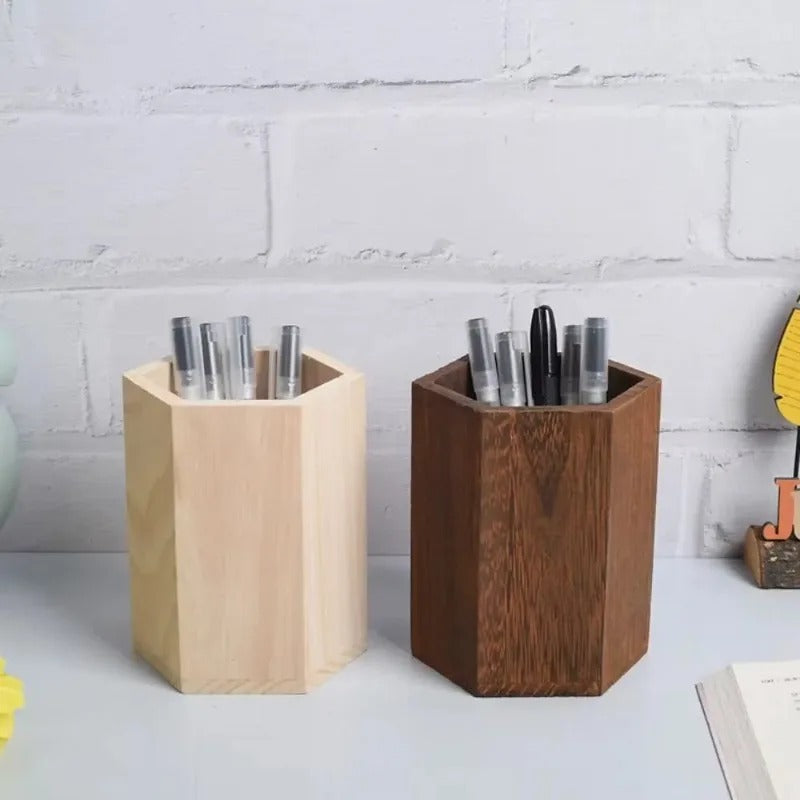Wooden Desktop Pen Holder