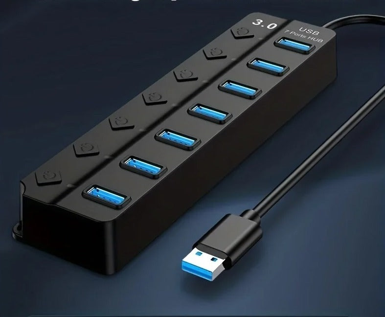 7-Port USB 3.0 Hub with LED Indicator & Independent Switch Control