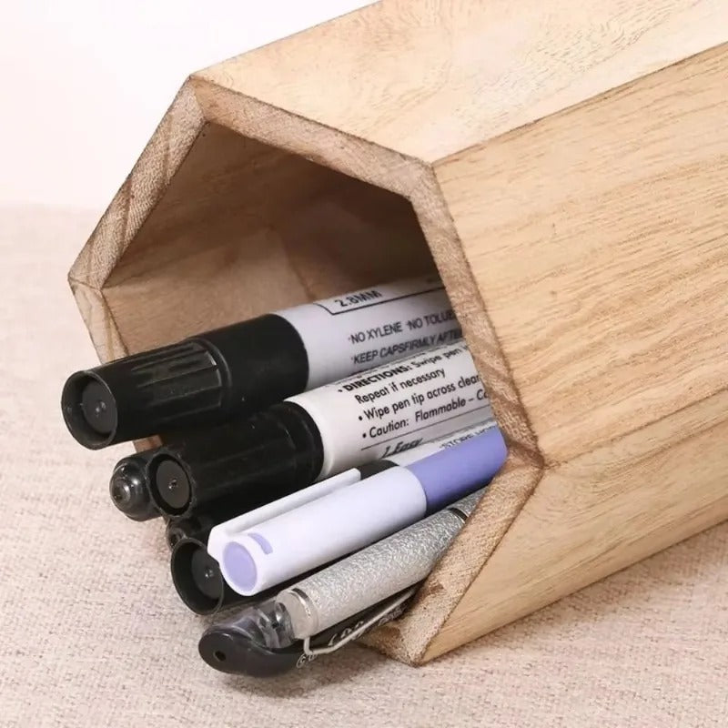Wooden Desktop Pen Holder
