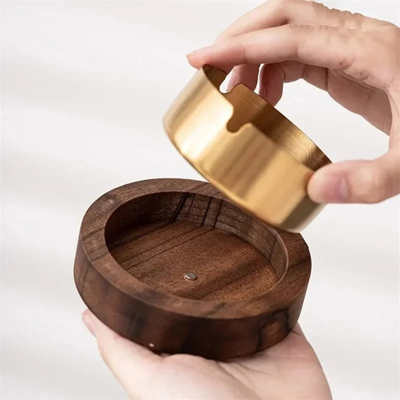 Walnut Wood Covered Ashtray