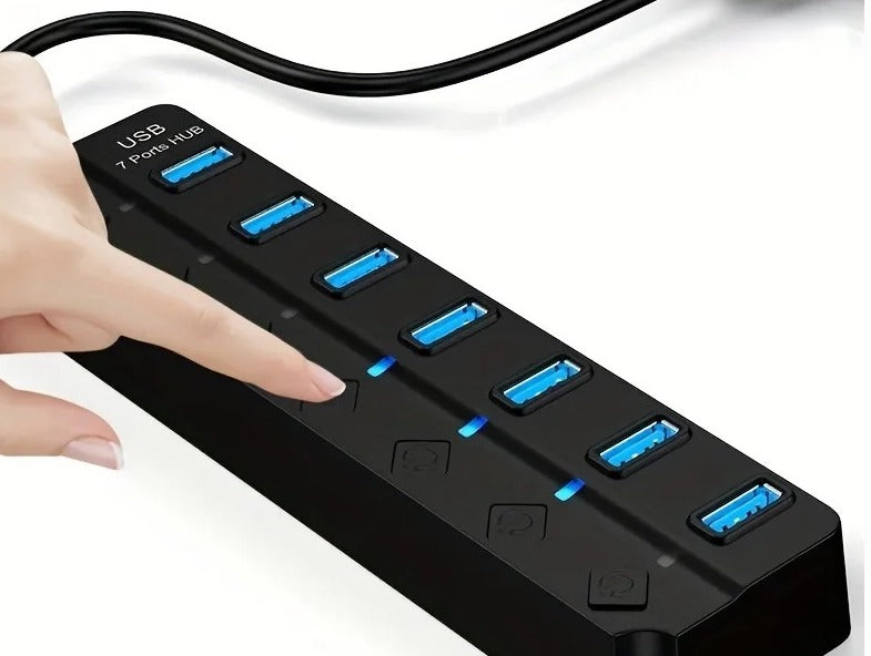 7-Port USB 3.0 Hub with LED Indicator & Independent Switch Control