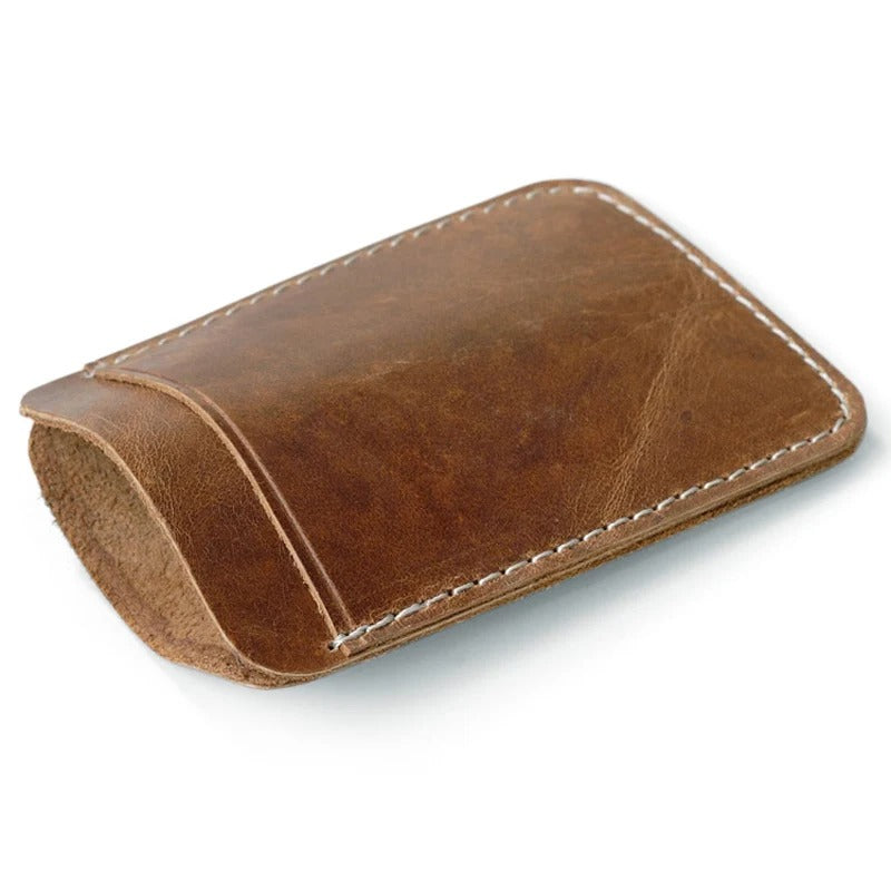 Minimalist Slim Genuine Leather Money Clip Wallet