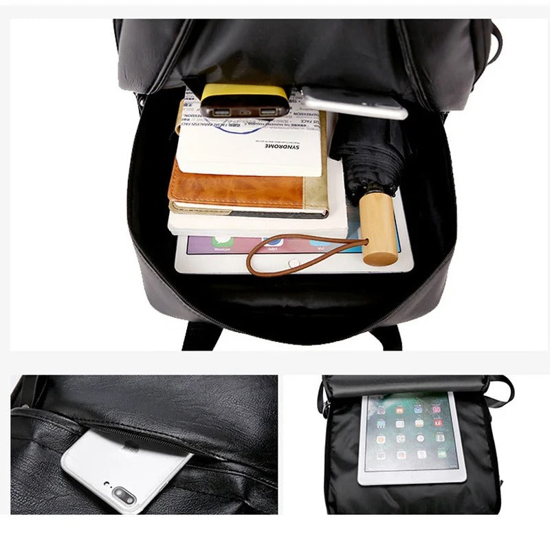 Vintage Waterproof PU Leather Backpack