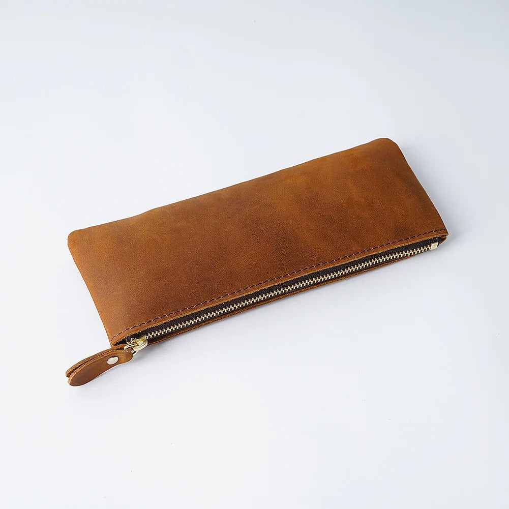 Genuine Leather Multi-Functional Zipper Pencil Case