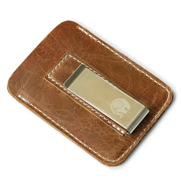 Minimalist Slim Genuine Leather Money Clip Wallet
