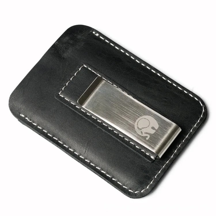 Minimalist Slim Genuine Leather Money Clip Wallet