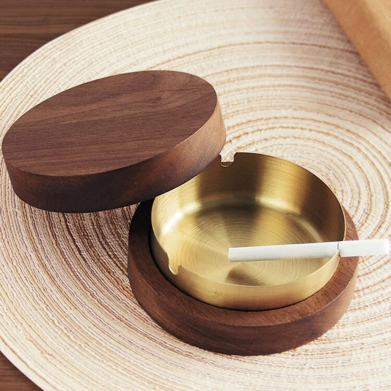 Walnut Wood Covered Ashtray